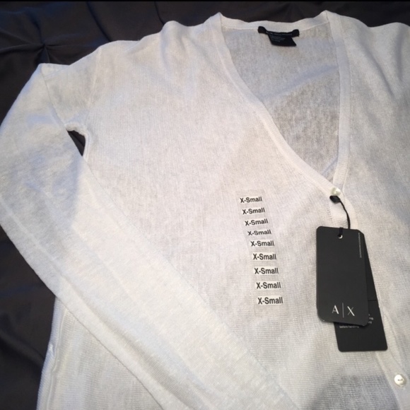 A\X Armini Exchange- Woman's VNeck Button Up Sweat - Picture 2 of 3